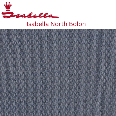 Isabella Bolon awning carpet with a North pattern, outdoor fabric designed for patio or porch awnings, featuring a geometric blue and white design.