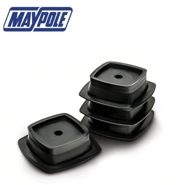 Maypole caravan stack pads stacked for secure transport, showing durable foam padding and reinforced edges.