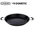 Cadac Dometic Paella Pan 40, large round metal pan for preparing paella, with handles for easy cooking and serving.