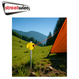 Streetwize 21 pcs hard ground pegs with ground hook puller displayed on a flat surface, showcasing their sturdy design.