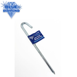 Blue Diamond heavy duty steel marquee peg driven into soil, designed for securing tents and marquees.