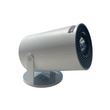 P.L.S Pro+ projector displaying a bright, clear image on a wall with a sleek black design and adjustable lens.