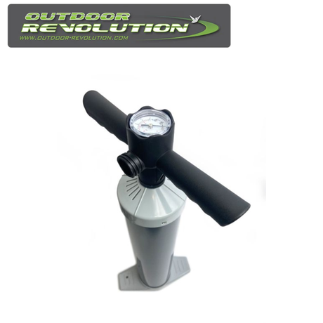 Outdoor Revolution high pressure hand pump with ergonomic handle and pressure gauge for easy inflation.
