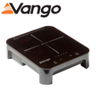 Vango Sizzle Single Induction Hob with a sleek design, featuring a smooth cooking surface and control knobs.
