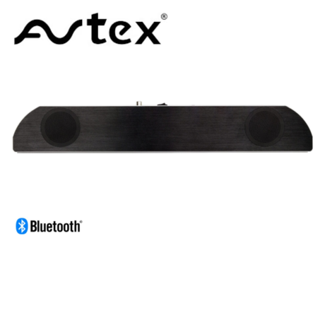 Avtex ALL-IN-ONE TV Soundbar & Bluetooth Speaker SB195BT with sleek design and control buttons on top.