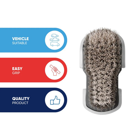 Streetwize vehicle carpet and upholstery brush with sturdy bristles for effective cleaning of car interiors.