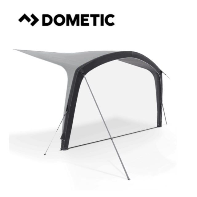Dometic Sunshine Air 400 All Season air canopy set up in a sunny outdoor setting, showcasing its spacious design.