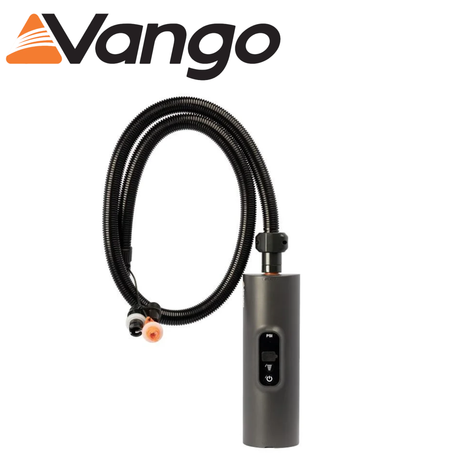 Vango AirBeam Tempest Pump with a sleek design and hose, ideal for inflating tents and airbeds efficiently.