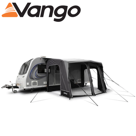 Vango Tuscany Air Pro 400 Caravan Awning set up, showcasing its spacious design and durable fabric in a campsite setting.