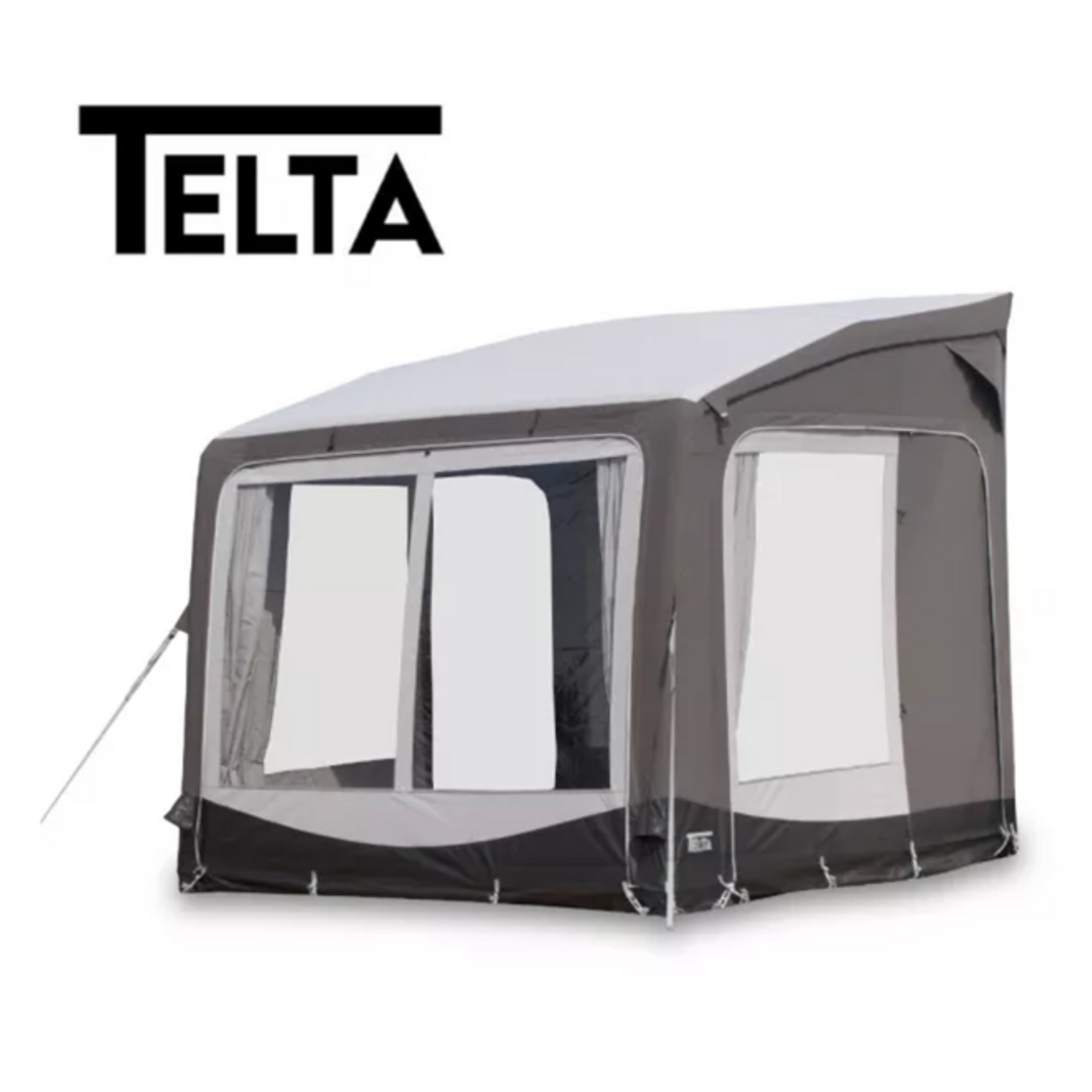 Telta Pure Air 260 Porch Awning, featuring a spacious design and durable fabric, set up in a garden setting.