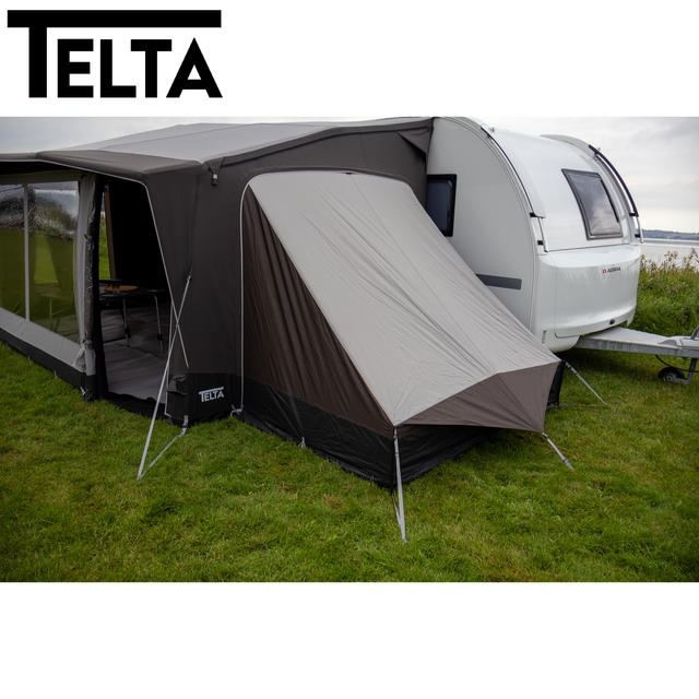 Telta Sleeping Annexe featuring a spacious design with a fabric exterior and zippered entry for outdoor sleeping.