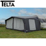 Telta Apex Air Full Awning set up, showcasing its spacious design and sturdy air frame for outdoor camping.
