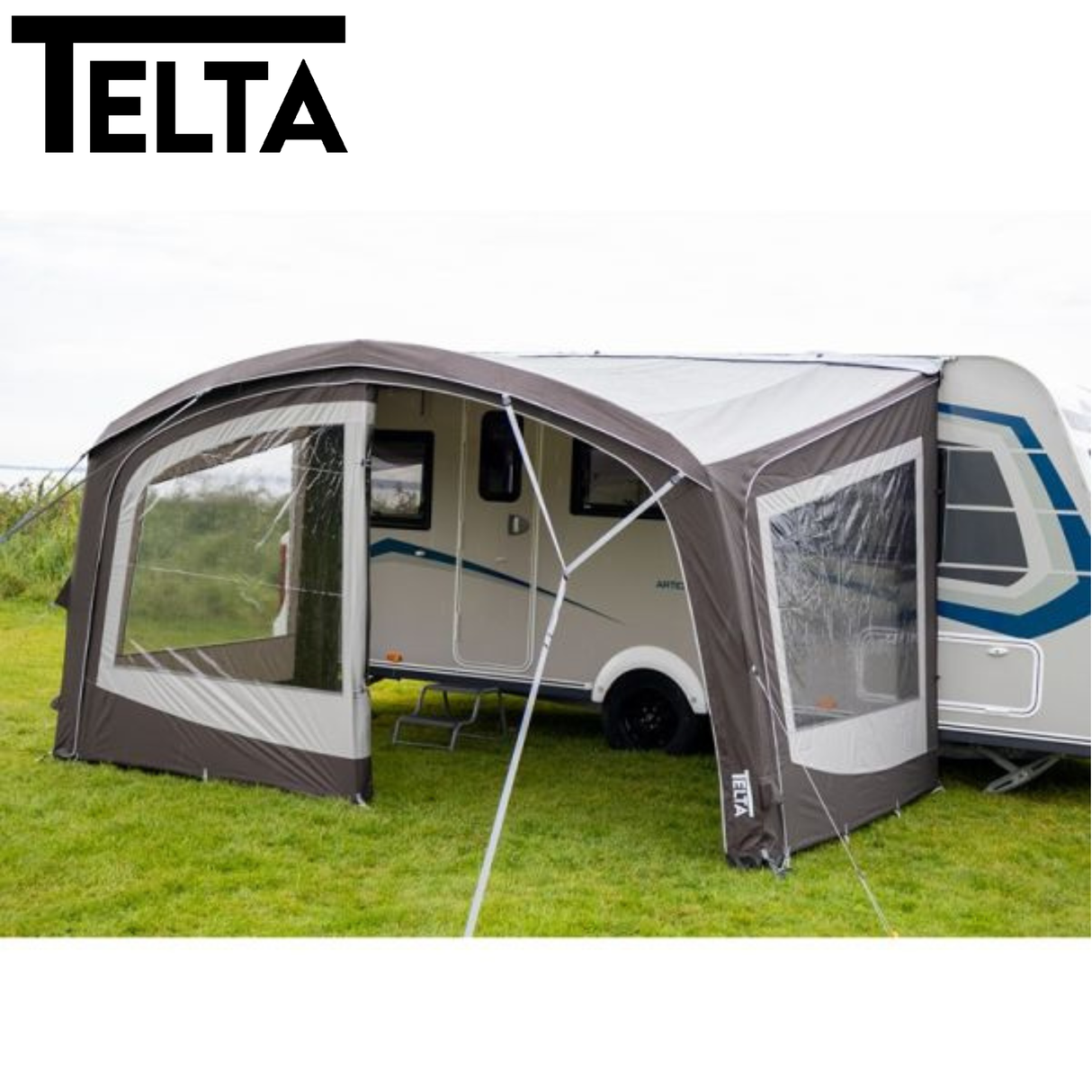Telta Sky Link 330 air canopy front panel showcasing its design and material details.