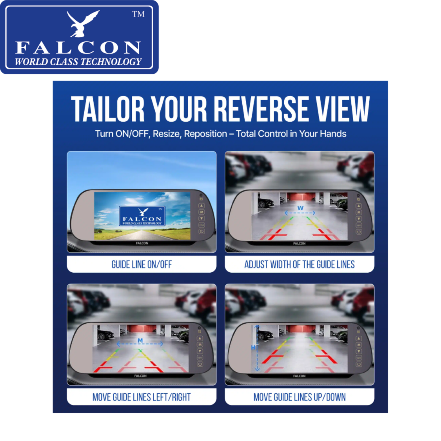 Falcon HD Wireless Camera System + 7″ Mirror Monitor With DVR Recording Function
