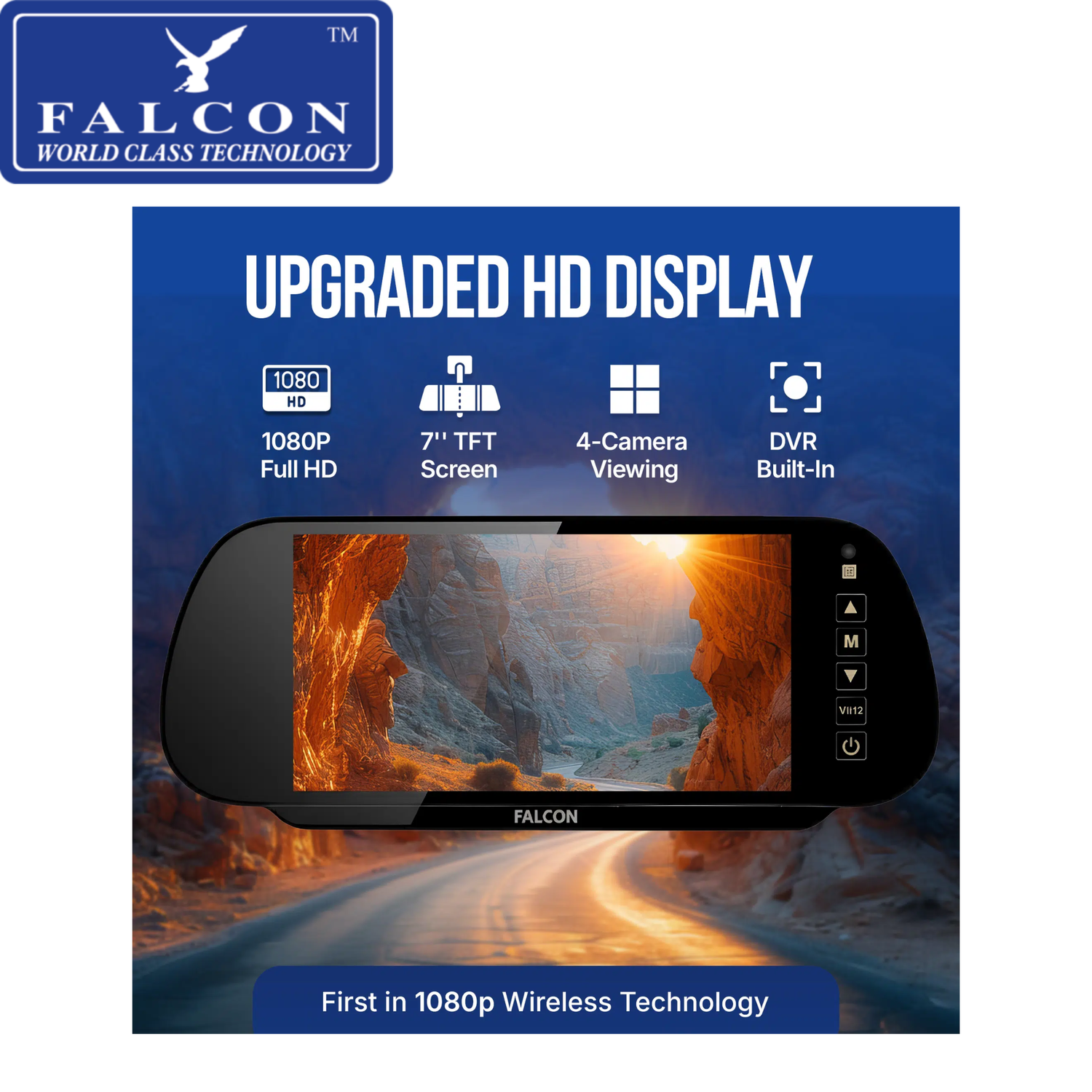 Falcon HD Wireless Camera System + 7″ Mirror Monitor With DVR Recording Function