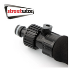 Streetwize Flow Thru alloy wheel brush with ergonomic handle and bristles, ideal for effective cleaning of wheel surfaces.