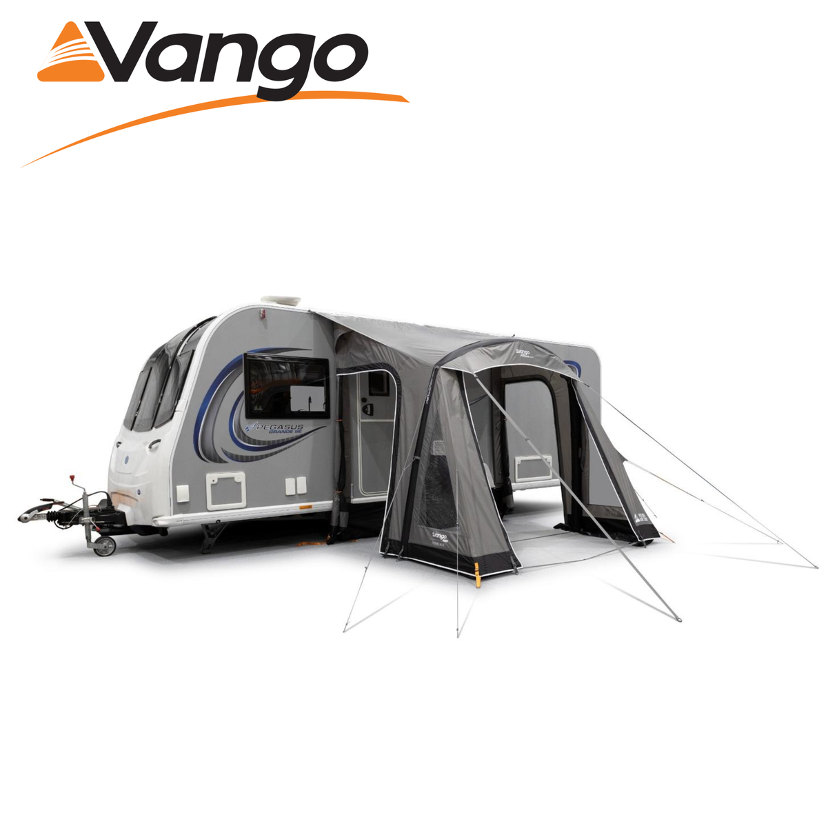 Vango Palma Air 260 Awning in a spacious outdoor setting, showcasing its inflatable design and practical features.