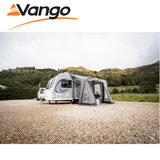 Vango Palma Air 260 Awning displayed on a caravan, showcasing its spacious design and inflatable structure.