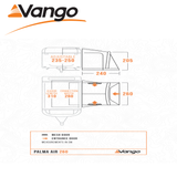 Vango Palma Air 260 Awning in a campsite setting, showcasing its spacious design and inflatable structure for caravans.