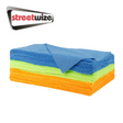 Streetwize 24 pack of edgeless microfiber towels in various colors, ideal for cleaning and detailing tasks.