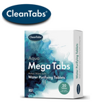 Cleantabs Aqua Tabs water purifier tablets in packaging, ready for use in purifying drinking water.