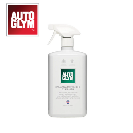 Autoglym Caravan & Motorhome Cleaner bottle with a spray nozzle, designed for effective vehicle cleaning.