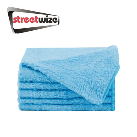 Set of 5 Streetwize polishing cloths in various colors, ideal for cleaning and polishing surfaces.