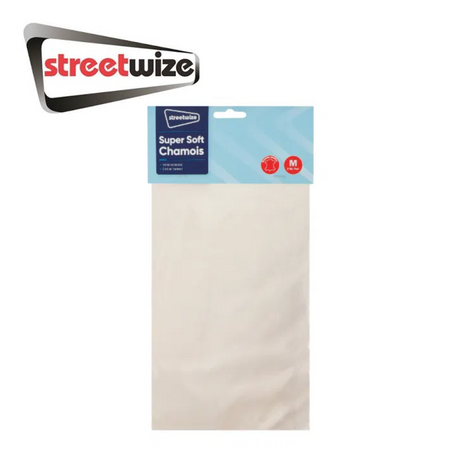 Streetwize Super Soft Chamois cloth, showing its plush texture and versatility for drying and polishing surfaces.