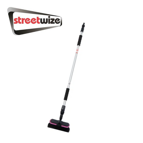 Streetwize telescopic car wash brush with soft bristles, extending handle, designed for effective vehicle cleaning.