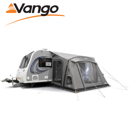 Vango Palma Air 330 Awning in a spacious outdoor setting, showcasing its inflatable structure and design details.