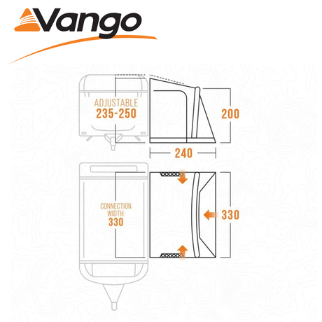Vango Palma Air 330 Awning in a spacious outdoor setting, showcasing its air beam structure and durable material.