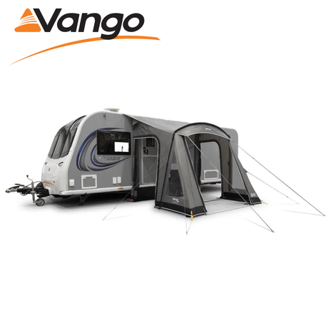 Vango Palma Poled 260 Awning in a spacious outdoor setting, showcasing its sturdy poles and ample porch area.