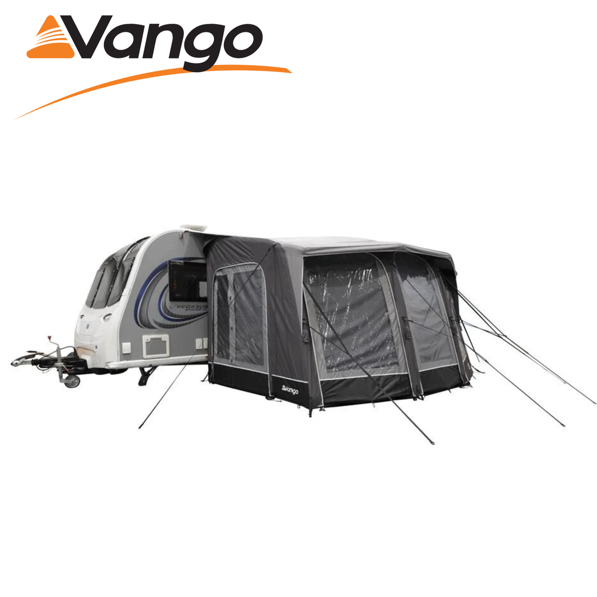 Vango Tuscany Pro Air 500 Porch Awning featuring a spacious design and air beam structure for easy setup.