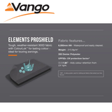 Vango Tuscany Pro Air 500 porch awning set up outside a caravan, showcasing its spacious design and air pole structure.