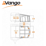 Vango Tuscany Pro Air 400 Porch Awning, featuring a spacious design and air beam structure for easy setup.