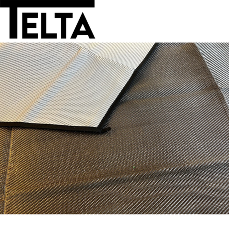 Telta Extra Tall Annexe breathable carpet in a rich texture, showcasing its soft surface and durable design.