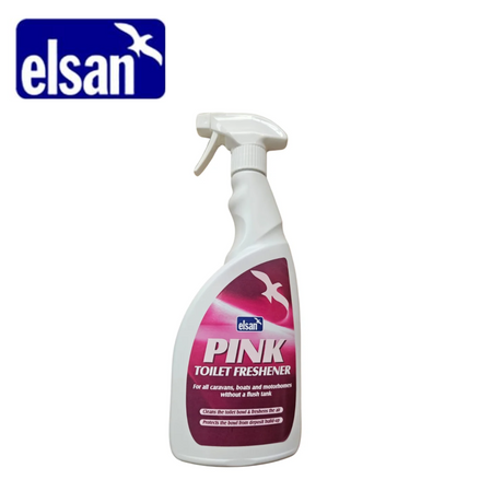 Elsan Pink Toilet Freshener 750ml bottle with a vibrant pink liquid, designed for effective toilet cleaning and freshness.
