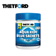Thetford Aqua Kem Sachets for toilet fluid in a compact, eco-friendly packaging with clear labeling.