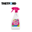 Thetford Aqua Rinse Spray bottle for toilet fluid, featuring a sleek design with a spray nozzle for easy application.