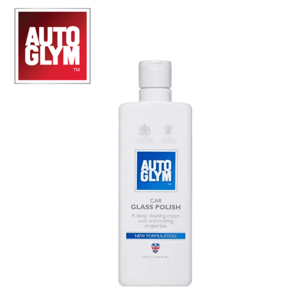 Autoglym Car Glass Polish 325ml bottle with clear label, designed for cleaning vehicle windows and glass surfaces.