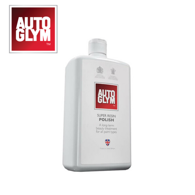 Autoglym Super Resin Polish 1L bottle for vehicle cleaning, showcasing its sleek design and labeling.