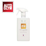 Autoglym Vinyl & Rubber Care bottle with a sleek design, ideal for cleaning vehicle surfaces and enhancing shine.