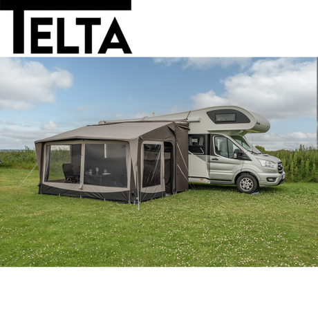 Telta Core 390 Air Awning featuring a spacious design with inflatable structure and robust fabric for outdoor use.