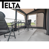 Telta Core 390 Air Awning set up with inflated beams and spacious interior for outdoor camping.