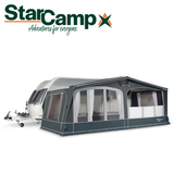 StarCamp Valor Air All Season Caravan Awning set up, showcasing its spacious design and durable materials.