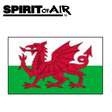 Wales flag featuring a red dragon on a green and white background, 5ft by 3ft, by Spirit of Air.