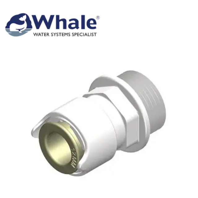 Whale straight adaptor male 3/8 inch BSP to 12mm, showing clear connector details and sturdy design in WU1213 image.