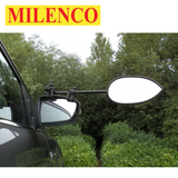 Milenco Aero Flat Single Mirror showing sleek design and adjustable features for enhanced visibility on vehicles.