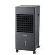 Portable digital air cooler in black with control panel and vents, designed for cooling small rooms or personal spaces.
