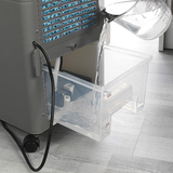 Portable digital air cooler in black with control panel, 6-liter capacity, designed for efficient cooling.